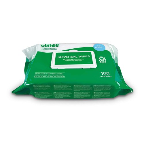 Clinell Hand and Surface Universal Disinfection Wipes 330x170mm extra thick Pk100