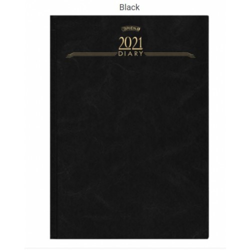 OBrien A4 1 Day per Page Hardback Diary 2021 Appointments Black BD1