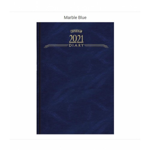 OBrien A51 Day per Page Hardback Diary 2021 App Marble Blue CD1