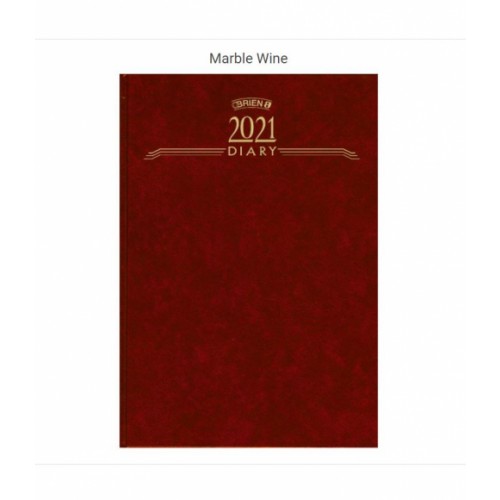 OBrien A5 Week to View Hardback Diary 2021 Marble Wine CD3