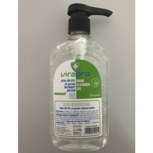 ViraPro Hand Sanitiser Gel 70% Alcohol with Pump 500ml