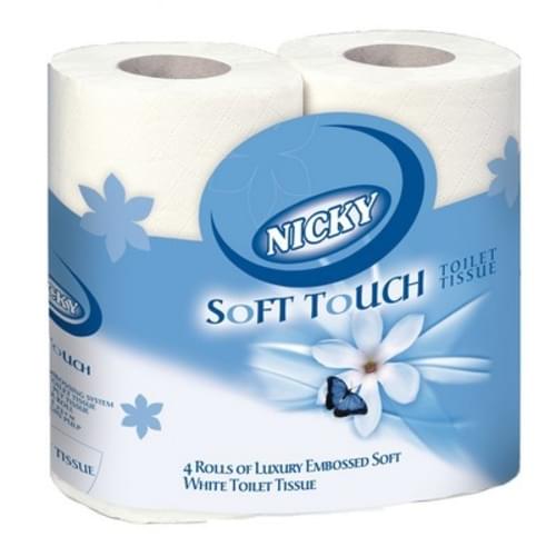 NICKY SOFT TOUCH WHITE TOILET ROLL PK4X10
