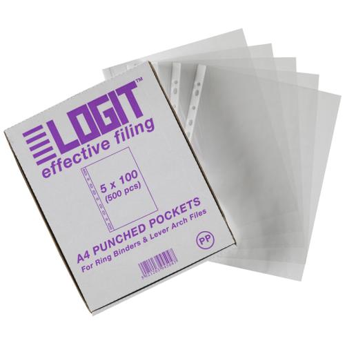 LOGIT PUNCHED POCKETS 30M A4 BOX100 (Box of 100)