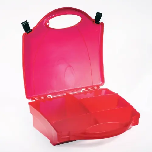 Red clear storage box with handle 27 x 27 x 9cm