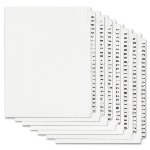 White Unpunched A4 1-200 Dividers 2 sets per box