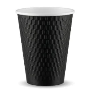 12oz Black Embossed PE DW Hot Cups (20 x 25's) ( 2-3 day Lead time )