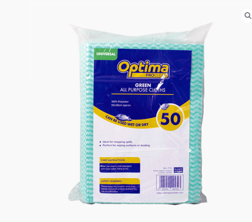 Green Universal Optima Cloth Wipes (pack of 50)