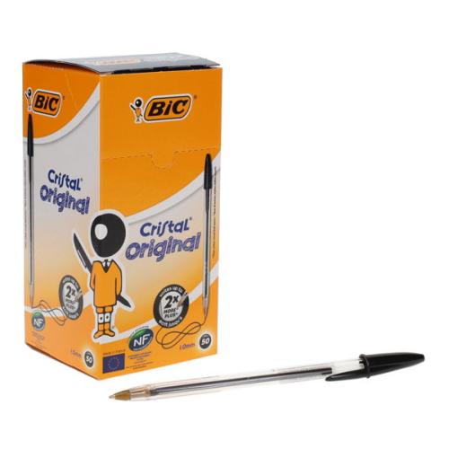 BIC BOX 50 CRISTAL ORIGINAL BALLPOINT PENS - BLACK