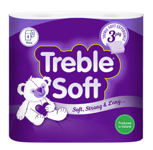 TREBLE SOFT HOUSEHOLD 3PLY  TOILET ROLL 166 SHEETS (40per pack)