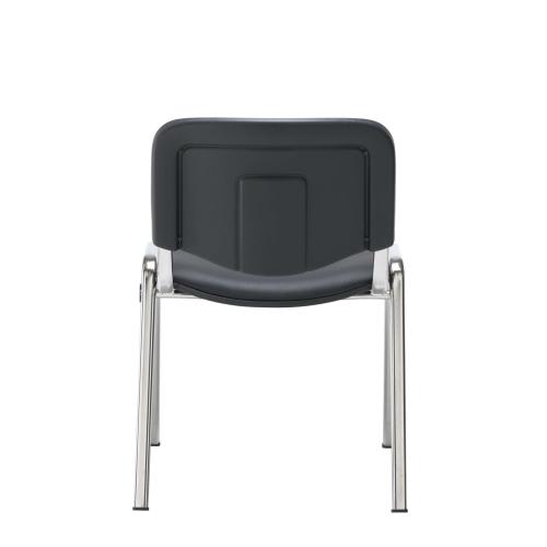 Rear view of the Club Chair showing the solid cushioned backrest and sturdy chrome  frame.