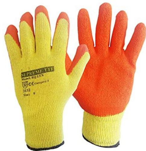 Orange Builders Grip Gloves 10G With Latex Palm Coating