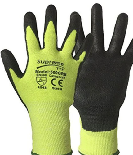 CUT C Supreme Green Work Gloves 13G Level 5 Cut resistant PU Coating