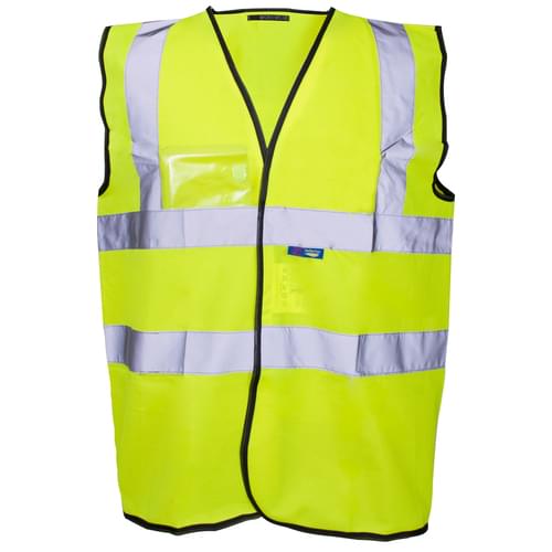 HV VEST ID POCKET YELLOW 2B-2B BLACK EDGING - L