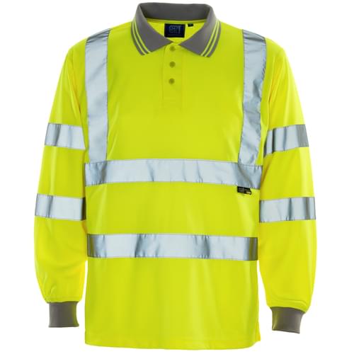 HV Long Sleeve Polo Shirt Yellow BirdEye Std Tape - L