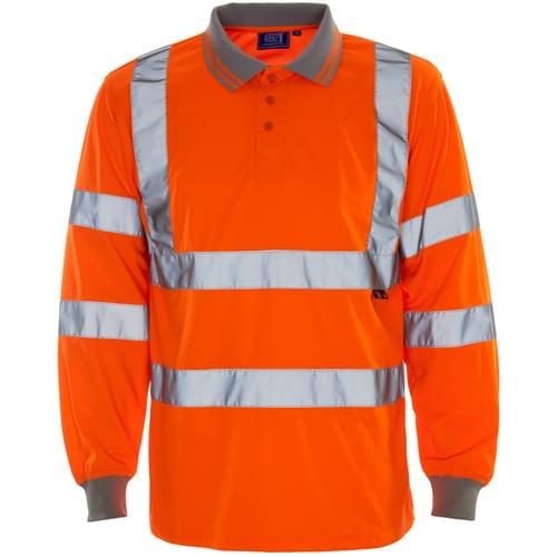 HV Long Sleeve Polo Shirt OrangeBirdEye Std Tape - 4XL