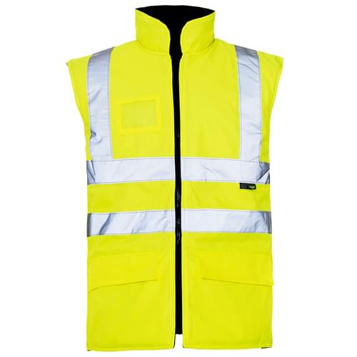HV Interactive Reversible Twill Lined Bodywarmer Yellow - Medium