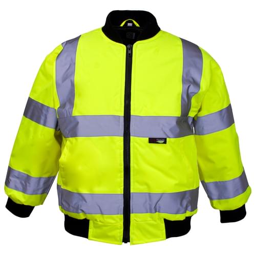 Saturn Yellow Children Bomber jacket with black ribbed collar size 4-6
