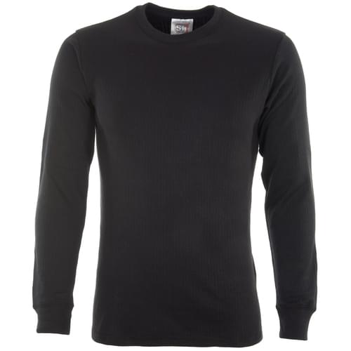 Thermal L/S vest black Polycotton 170gsm - Small