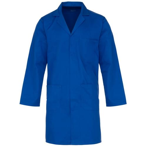 245gsm poly cotton c/cuff lab coat royal blue-20pcs/case- 3XL with pockets