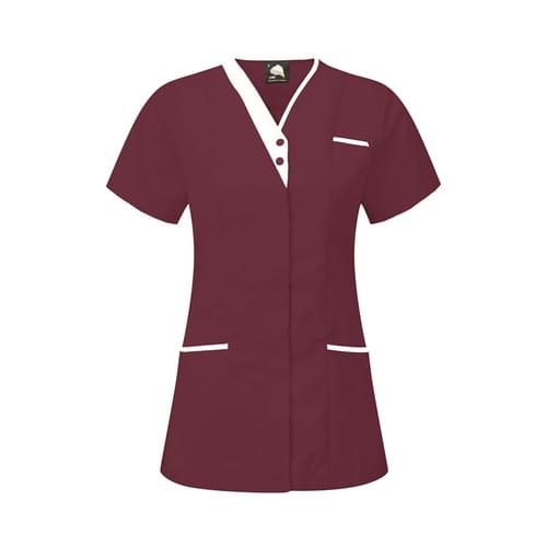 Orn Tonia V-Neck Tunic Maroon / White Size 28