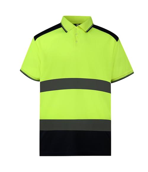 Yoko 2-Tone S/S Polo Shirt Yellow/navy Size XXL
