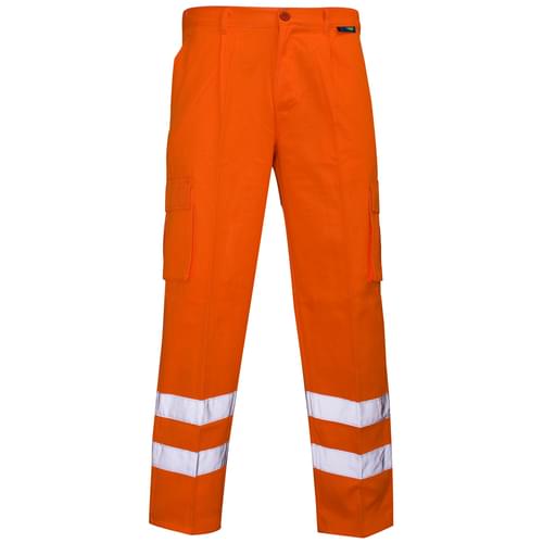 Combat Hi Vis Trouser P C Orange Knee Band 280gsm W42 Reg