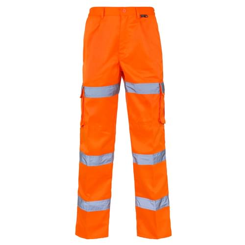 HV Orange Combat Trouser 3 Band P C with Knee Pad W54 Reg