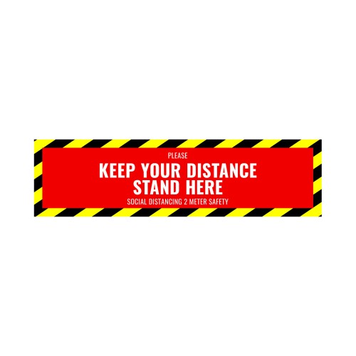 Social Distance Floor Sticker 500x130mm (Pack of 5)