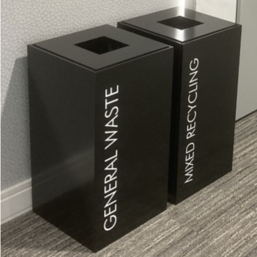Silverline 50L Metal Square Bin Black 003 RAL 9005