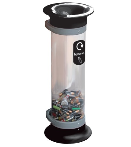 Battery Recycling Bin 10 Litre Black with Graphics