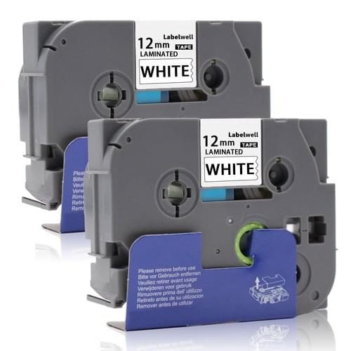 Labelwell 2 Pack 12mm x7m Compatible DYMO D1 45013 S0720530 Label Tape Black on White