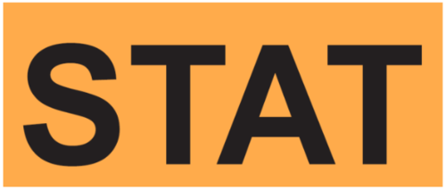 STAT labels(Black on orange, 25 X 10mm) Pk 2000