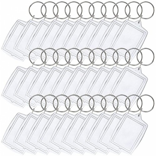 Photo Keyring 30 Pieces Blank Photo Keyrings Double Sided Blank Insert Keychain Acrylic Clear Photo Key Rings with Split Ring for Crafting Gift for Family Friends Photo