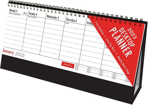 2023 Red and Black Desktop Flip Calendar