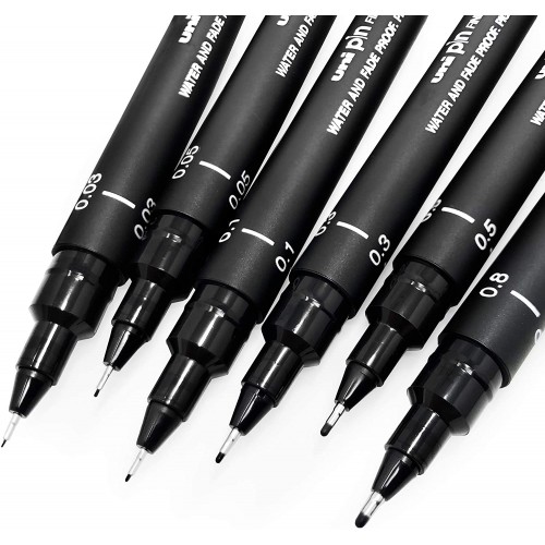 Black Ink - 0.03 to 0.8mm - Set of 6