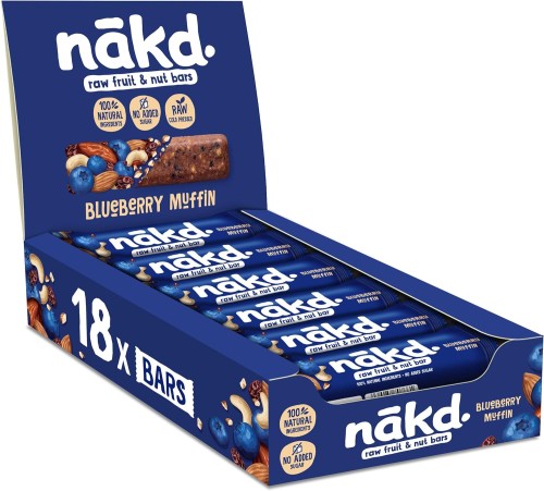 Nakd Blueberry Muffin Natural Fruit & Nut Bars - Vegan - Healthy Snack - Gluten Free - 35g x 18 bars