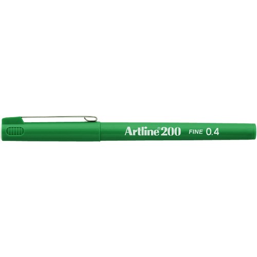 Artline 200 0.4mm Bullet Tip Fineliner - Green [Pack of 12]