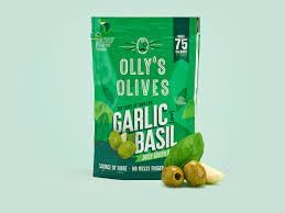 Ollys Olives Basil & Garlic 12 x 50g