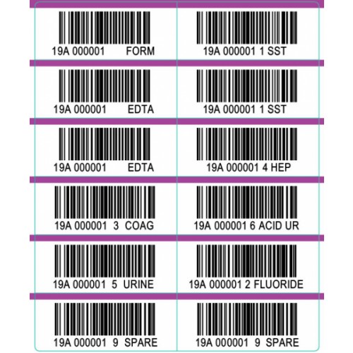 HSL 12Part 19A Barcode Label Purple - 88mm x 108mm 000001 - 200000