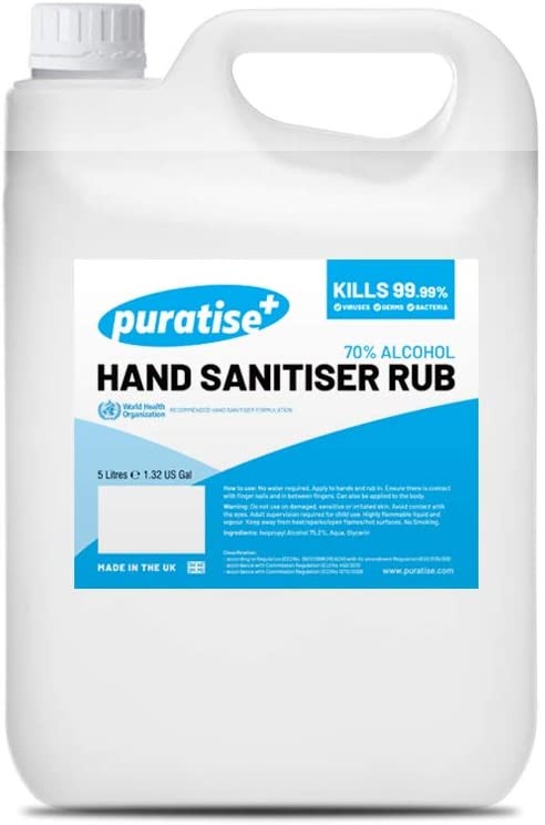 Hand Sanitiser PURATISE 5L Hand Sanitiser Alcohol Liquid RUB - 70%