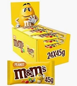 M&M's Chocolate Bulk Box, Chocolate Gifts & Movie Night Snacks, 24 Packs of 45 g