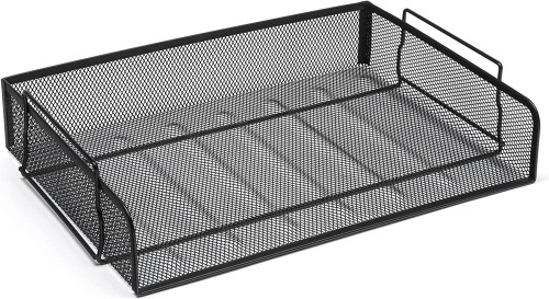 Osco Mesh Letter Tray Scratch-resistant Stackable Side-load Landscape Foolscap Black