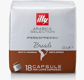 Illy Iperespresso Arabica Brazil Selection with Caramel Notes | Illy 18 Capsules for Espresso Coffee (120.6 Grams)