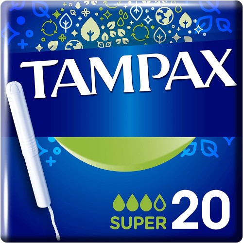 Tampax Super Tampons With Cardboard Applicator 20X, Leak Protection, Feel Clean