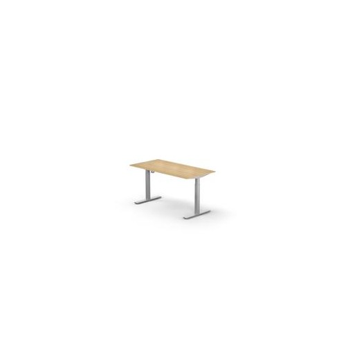Axlo rectangular desk UK W. 1200 x D. 800 x Thk. 25 mm light oak silver frame