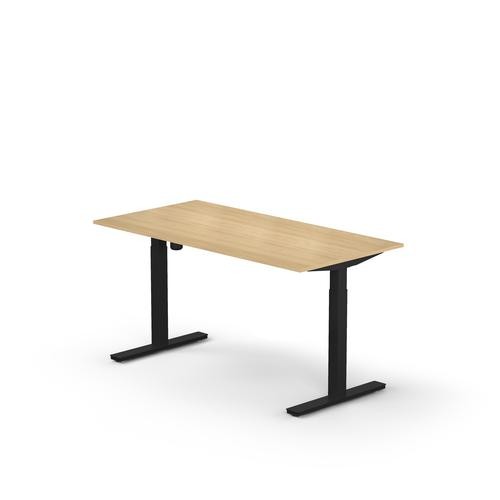 Axlo rectangular desk UK W. 1200 x D. 800 x Thk. 25 mm light oak black frame