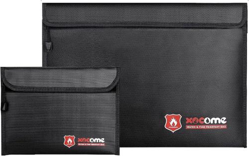 Fireproof document bag, fireproof coin safe document bag set 15 x 11 and 9x7 inches, itch-proof silicone-coated fireproof bags, fireproof safes for storing coins, documents, jewelry