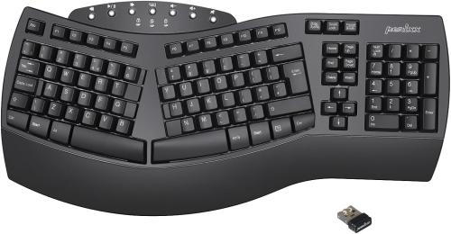 perixx PERIBOARD-612 Wireless Ergonomic Split Keyboard with Dual Mode 2.4G and Bluetooth Features, Compatible with Windows 10 and Mac OS X System, Black, UK Layout