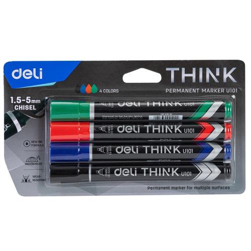 Deli Think Permanent Markers Bullet 4 Ast