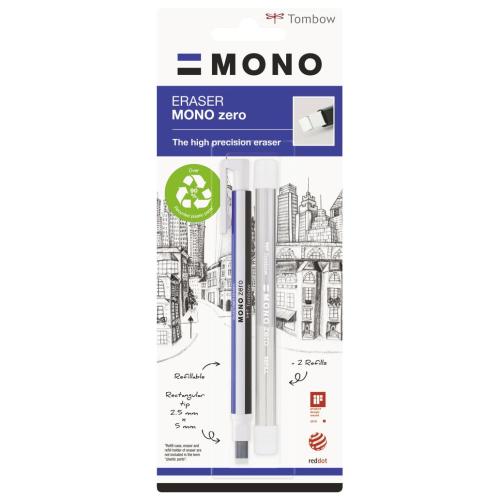 Mono Zero Eraser Pen Sq tip & Refills Carded